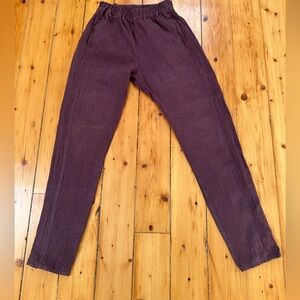 Handmade linen pants - Size XS, Eggplant